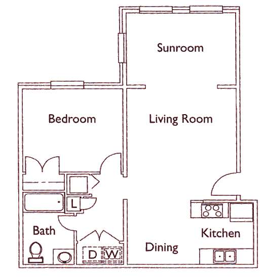 Park Crossing Rutherford NC 1 bedroom floorplan